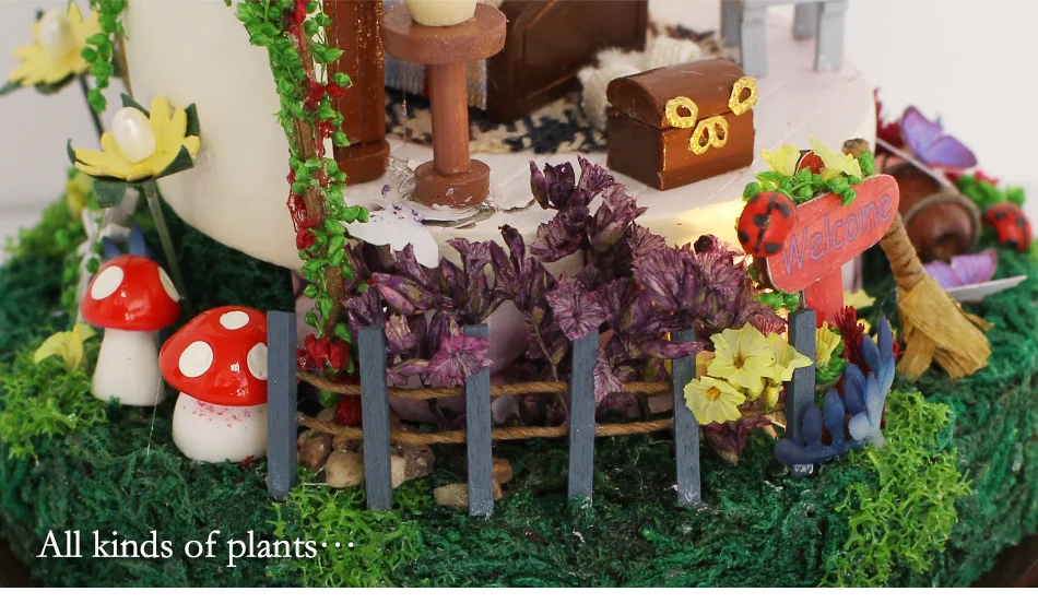 DIY деревянный дом Miniaturas с мебели DIY Миниатюрный Дом Кукольный домик гриб романтические игрушки для детей подарок на день рождения