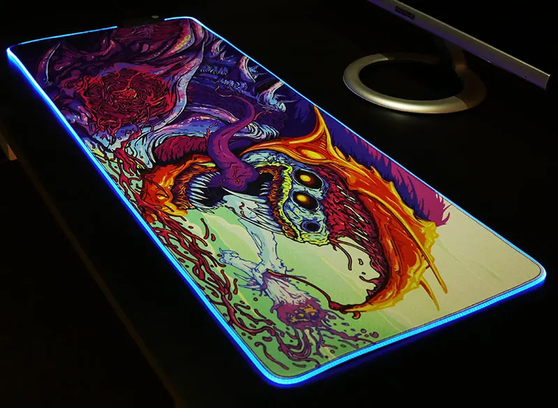 Sovawin 800x300 большой игровой коврик для мыши с LED RGB подсветкой XL геймерский коврик Grande коврик для мыши cs go Hyper Beast для компьютера