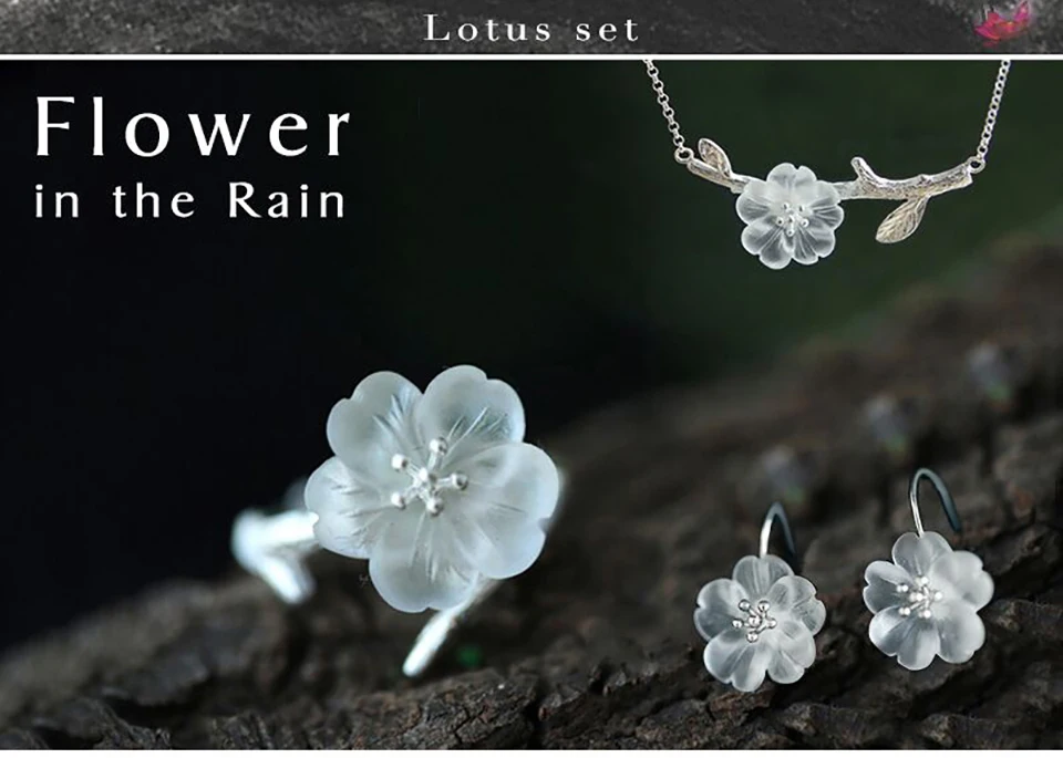 Lotus Fun Moment реального 925 пробы серебро Природный кристалл ручной работы Модные украшения творческий цветок в дождь браслет Для женщин