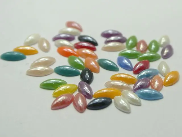 100 смешанных цветов Luater AB конский глаз Flatback Стекло Кабошон половина жемчуга 8x4мм -