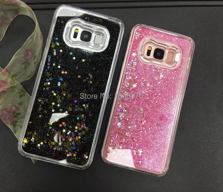 Жесткий чехол для Samsung Galaxy S8 Plus с жидким зыбучим песком и звездой блестящий