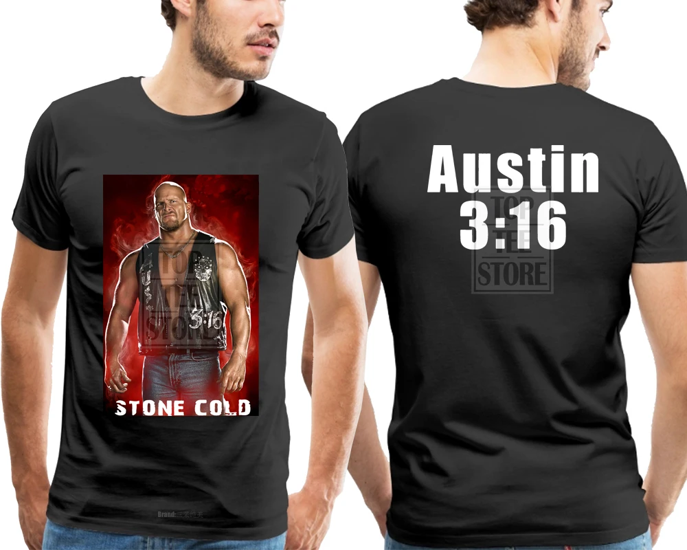 Мужская черная футболка с рисунком Стива Остина в стиле борьбы Stone Cold 3 16 S 4Xl |
