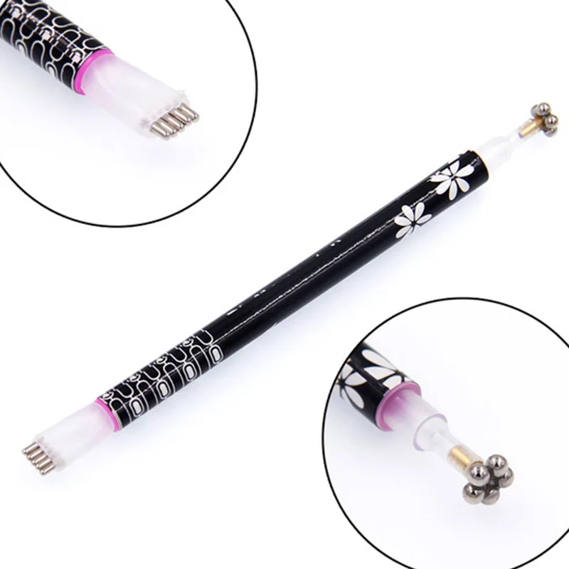 

1x Silver&Black Nail Art Tool Nail Cat Magnet Pen For DIY Magic 3D Magnetic Cats Eyes UV Gel Polish Brush Nail Art Acrylic Tools