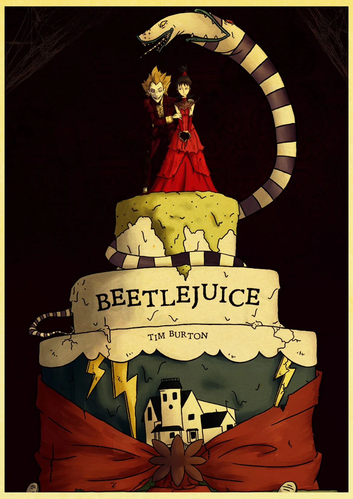 Фильм ужасов Beetlejuice Ретро плакат Стикеры из крафтовой бумаги украшение дома стикер на стену