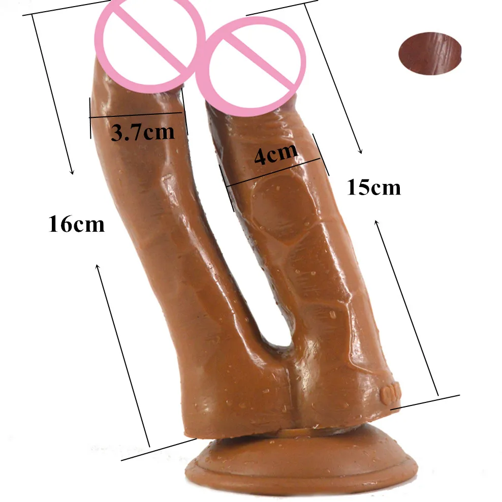 Коричневый двойной фаллоимитатор секс-игрушки для женщин мастурбация