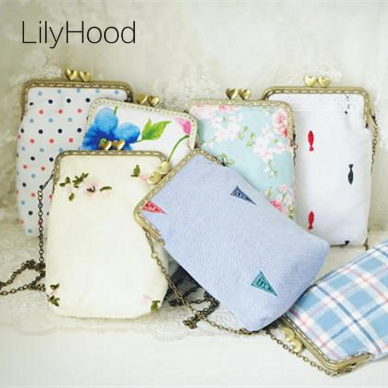 

LilyHood European Shabby Chic Lace Shoulder Bag Female Vintage Retro Rustic Victorian Wedding Kiss Lock Chain Coin Small Bag