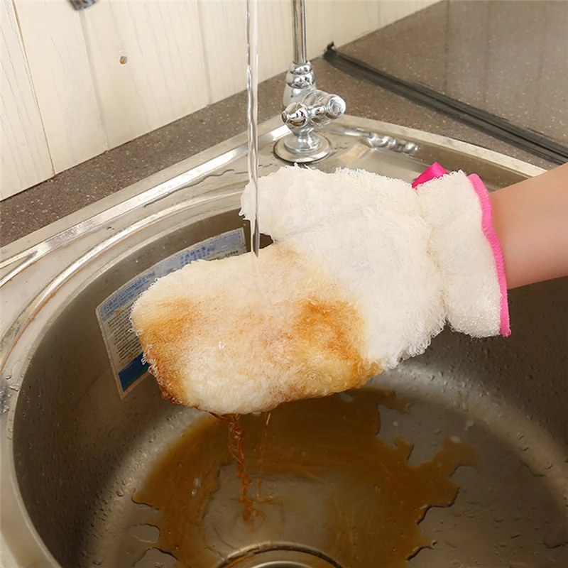 1 шт. перчатки из бамбукового волокна для посуды утолщенные водонепроницаемые