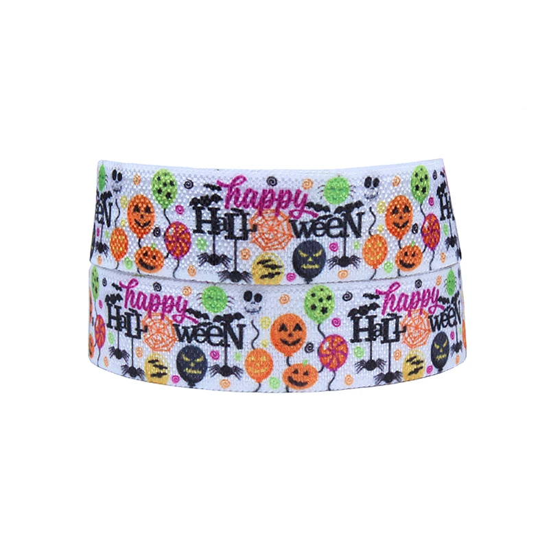 

FLRA FOEWholesale spider and ghost printed Halloween fold over elastic