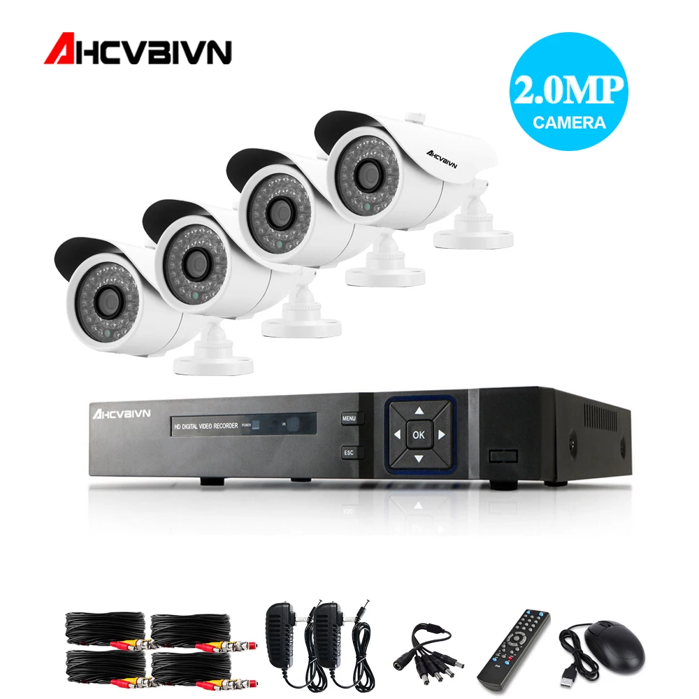 AHD 4CH 1080 P NVR DVR 1080 P CCTV Система HDMI 1080 P видео выход 4 шт. 3000TVL 2.0mp CCTV IP камера Домашняя безопасность комплект видеонаблюдения