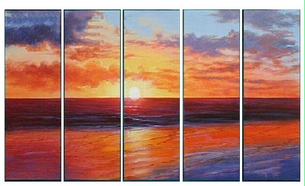 

Hand Painted Modern Abstract Seascape Painings On Canvas Handcraft Sun Rise Landscape Oil Paintng Wall Decor Art For Home