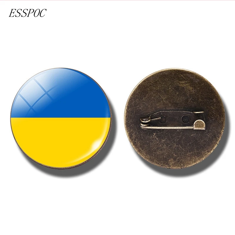 Ukraine Европейский Национальный флаг значок булавка Франция Италия Испания Польша Россия Ирландия голландская страна брошь в виде флага бижутерия со стеклянными кабошонами - Окраска металла: Ukraine