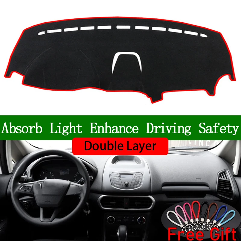 

Double Layer Car Stickers For Ford ecosport 2018 Dashboard Cover Car Accessories Interior Anti-UV Car Decals