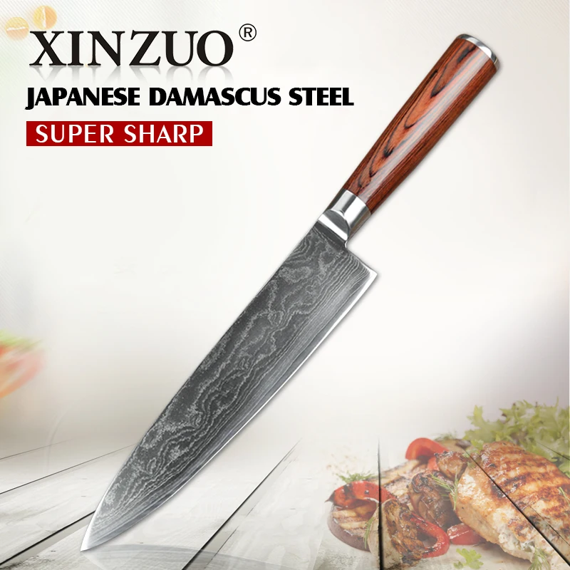 XIZNUO 8 &quotдюймов шеф повара ножи 73 слоев японский VG 10 Дамаск кованые нержавеющая