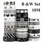 Декоративная рисовая бумага, черно-белая клейкая лента для скрапбукинга, 1 набор декоративного скотча Васи, 1,5 см * 10 м, маски для рождества принадлежности для школы и офиса