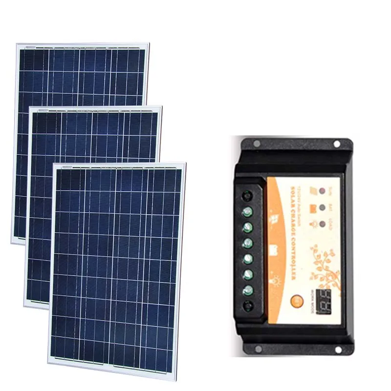 

Waterproof Solaire Kit 300W Solar Panel 12v 100w 3 Pcs Solar Charge Controller 12v/24v 20A Caravan Car Camp Rv Motorhome Car