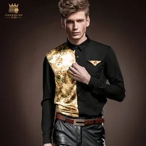 Мужская рубашка FANZHUAN, стрейчевая, с принтом дворца, на осень, 14203
