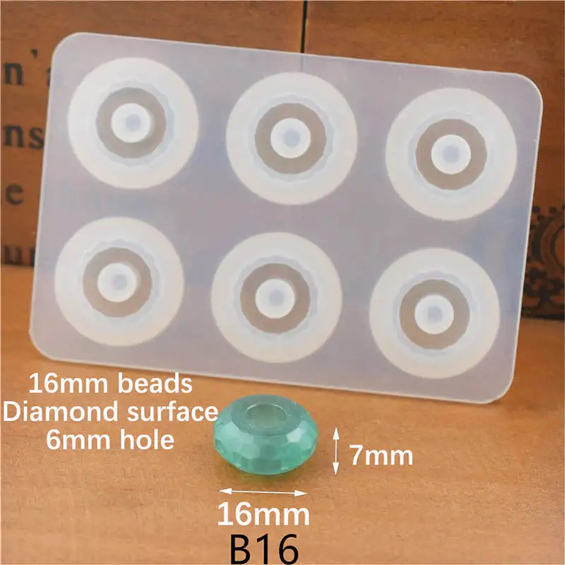 diamond 16mm SNASAN, силиконовая форма для изготовления ювелирных изделий, 12 мм, 16 мм, плоские шарики с отверстием, силиконовая форма из эпоксидной смолы, ручная работа, сделай сам - Цвет: diamond 16mm