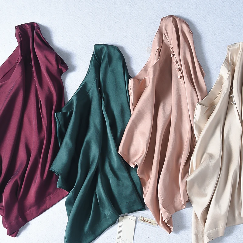 Летняя женская шелковая блузка 92.1% натуральный шелк топы и блузки женские