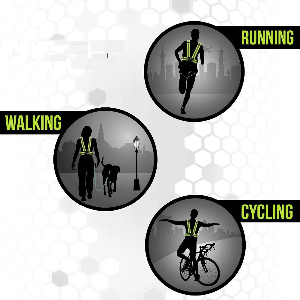 Легкий яркий светоотражающий Регулируемый жилет ремень для бега езды на