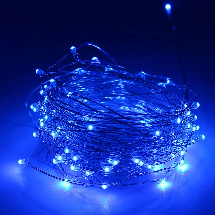 Blue Светодиодный светильник-гирлянда, праздничный медный провод, светильник USB/батарея, украшение гирлянды, 2 м, 5 м, 10 м, Свадебный Рождественский светильник вечерние светильник s - Испускаемый цвет: Blue