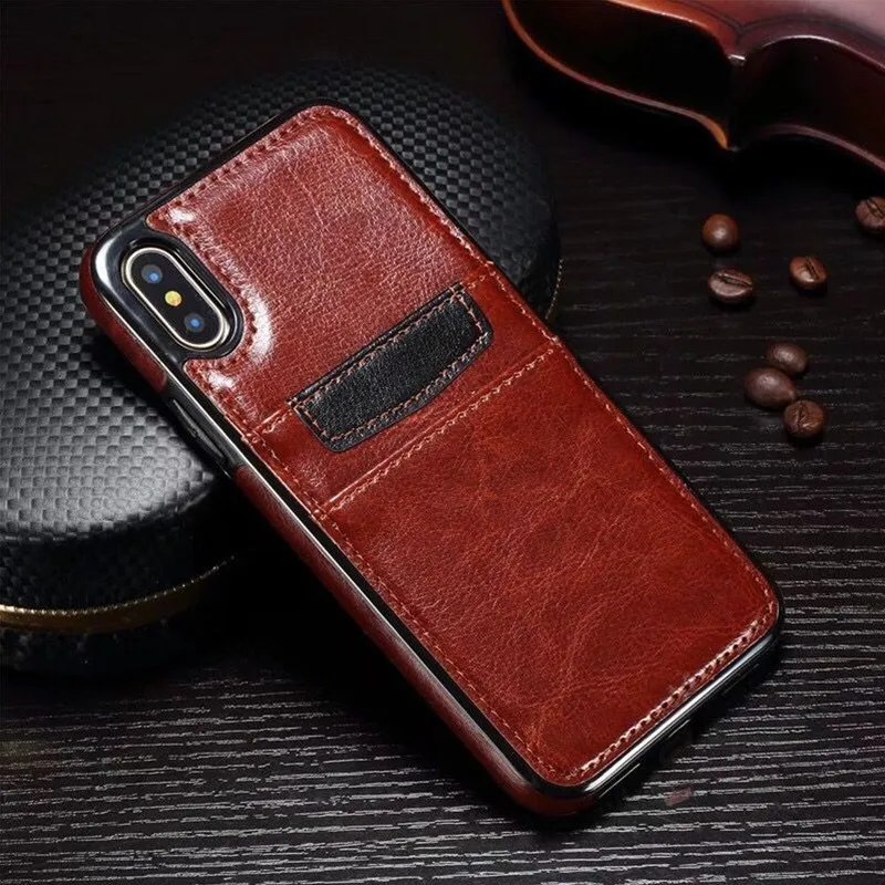 Роскошный чехол из искусственной кожи для iPhone XR XS MAX X с держателем карт деловой