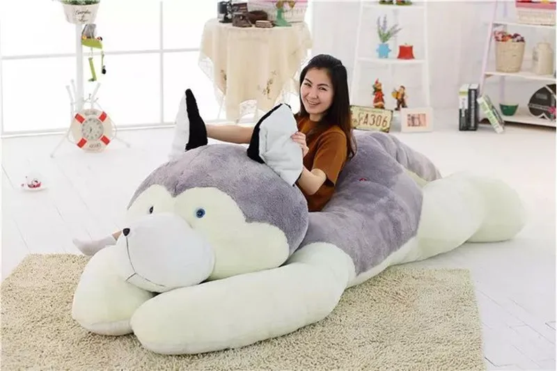 Dorimytrader Largest Simulation Animal Husky Push Toy Cute Мягкий мягкий JUMBO Husky Dogs Doll Pillow Подарок для любимого подарка 300 см
