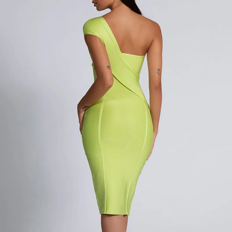 Женское облегающее платье INDRESSME на одно плечо вечерние рукавов вечернее Клубное