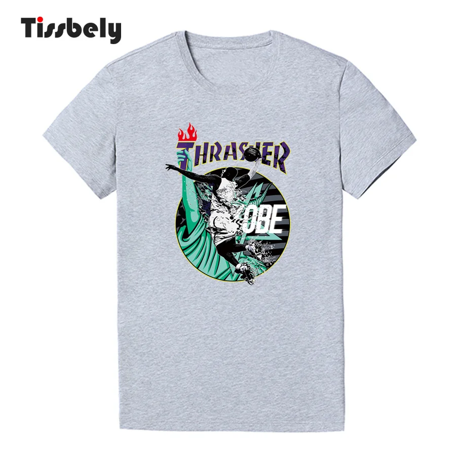 Tissbely хлопковая футболка принтер Fly Для мужчин Thrasher Coolcustomized рубашки человек