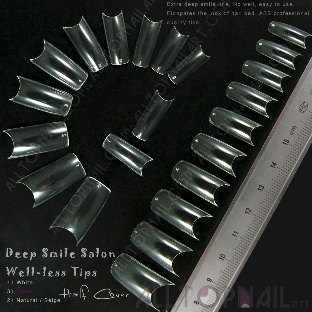 100 шт. Прозрачные типсы для ногтей салона половина покрытия профессиональное