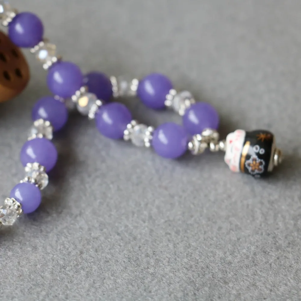 Accessory Crafts Parts New 8mm Violet Bracelet White Crystal Ceramic Treasure Pendant Female Jewelry Multilayer Chain | Украшения и