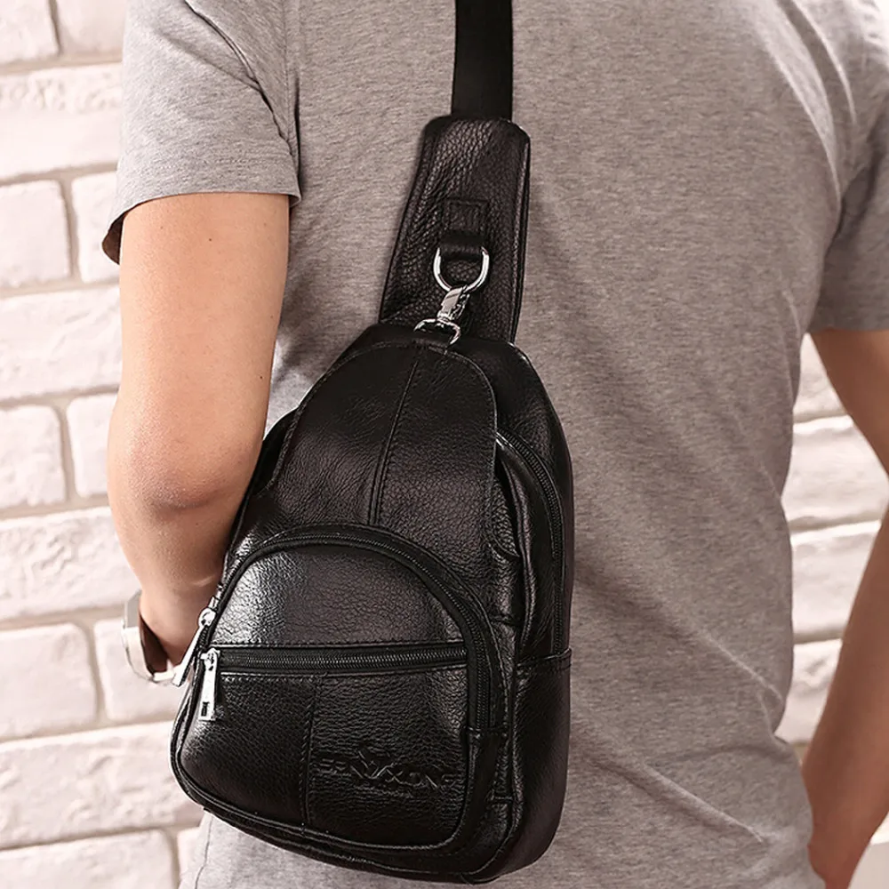 100% натуральная кожа винтажная мужская сумка на ремне через плечо нагрудная из