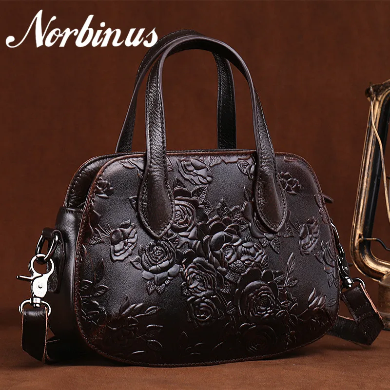 

Norbinus Vintage Women Bags Ladies Genuine Leather handbags Embossed Shoulder Bag Crossbody Bag Luxury Brand Female Small Tote