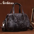 Винтажные дамские сумочки Norbinus из натуральной кожи, тисненый саквояж на плечо, роскошный брендовый маленький тоут для женщин