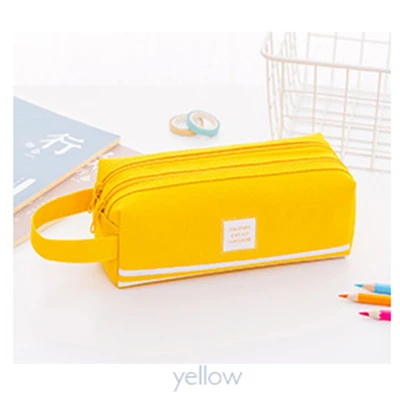 yellow Творческий двойная молния большой Карандаш Чехол Kawaii школьный пенал для карандашей ручка коробки для девочек Подарки милые канцелярские сумка Etui - Цвет: yellow