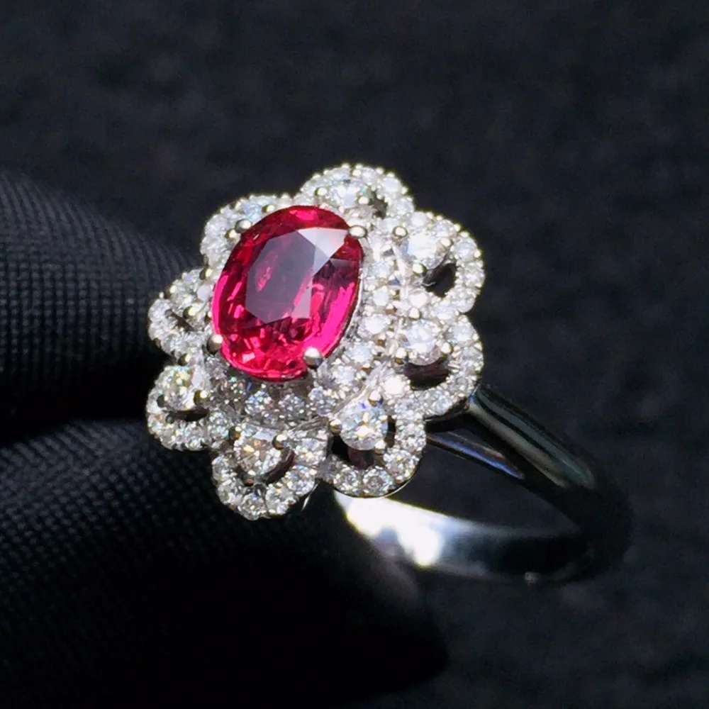 Женское ожерелье с подвеской из 18 каратного золота красным Рубином 100%