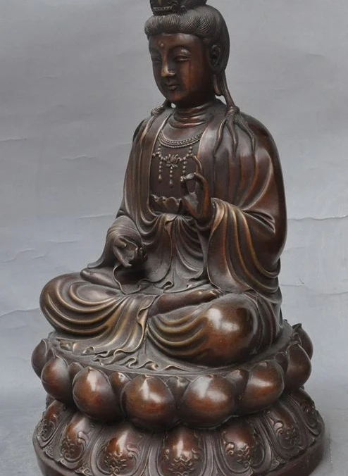 16 &quotкитайский буддизм бронзовый сиденья лотос богиня гуаньинь бодхисаттвы