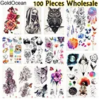 100 шт. оптовая продажа DIY боди-арт Временные татуировки наклейки акварель роза татуировка на руку для мужчин женщин мужчин поддельные астронавт татуировки паста наклейки