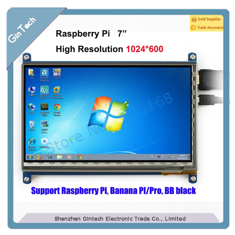 7 дюймовый ЖК Дисплей HDMI для Raspberry Pi разрешение 1024*600 1024x600 банан Pi/Pro BB черный LCM|lcm|lcm