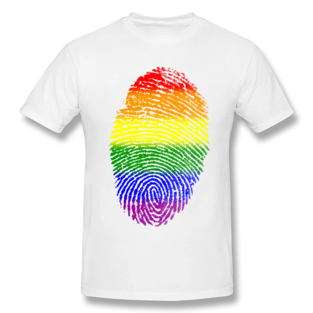 Радужный отпечаток пальца ЛГБТ гей-Прайд футболка для мужчин плюс размер хлопок