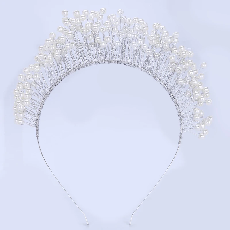 

TUANMING Silver Color Hairbands Hoop Crown Pearl Bride Headdress Fashion Flower Headwear Wedding Hairwear Bridal Hair Jewelry