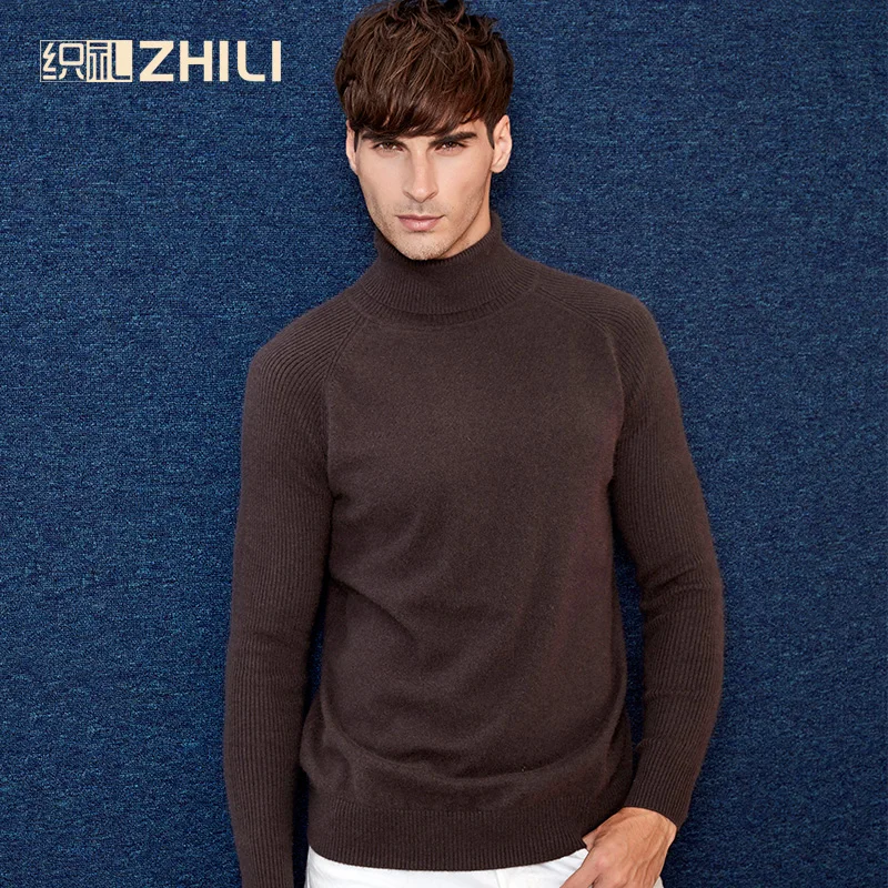 

2021 High Quality Winter Warm 100% Cashmere Sweater Men Turtleneck Brand Sweaters Slim Fit Pullover Knitwear Double Collar Soft