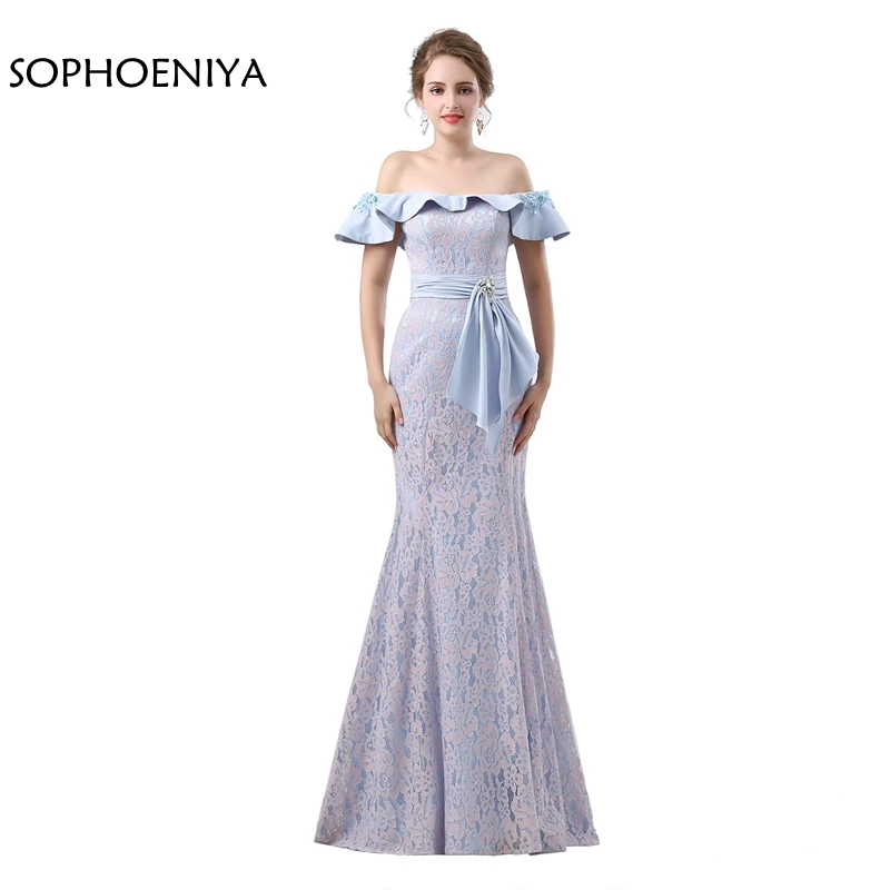

New Arrival Off the shoulder Mermaid evening dresses 2021 evening gown abiye gece elbisesi Plus size Lace evening dress