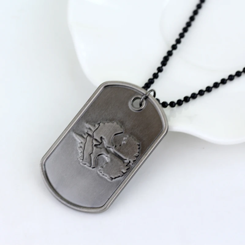 В стиле панк-рок вызова долг Цепочки и ожерелья s Dog Tag подвеска привидение Черные
