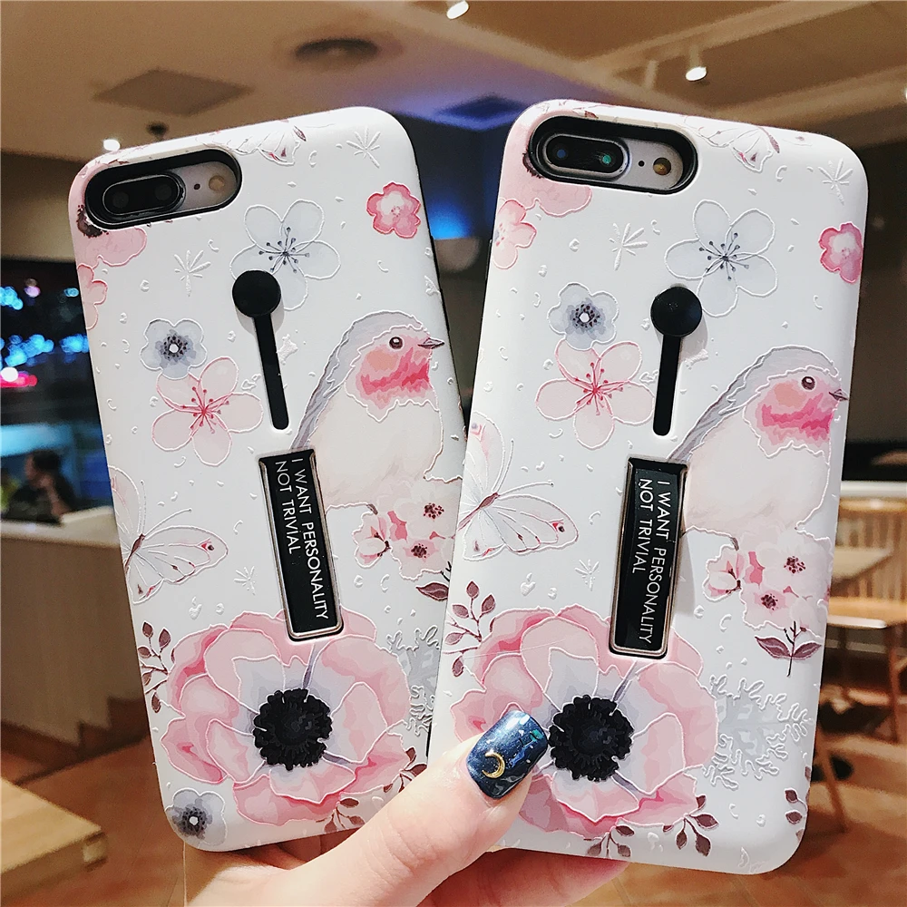 Чехол для телефона в стиле ретро с милым цветком и птицей Iphone XS MAX роскошный