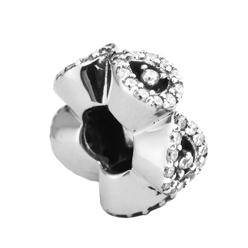 

Fits For CKK Bracelets Cascading Glamour Spacer Charms with Clear CZ 100% 925 Sterling-Silver-Jewelry Beads Free Shipping