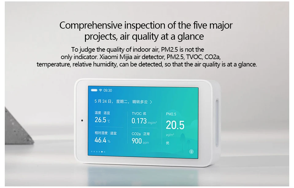 Xiaomi Mijia Air Detector высокоточный сенсорный экран 3,97 дюйма USB интерфейс PM2.5 CO2a TVOC датчик влажности монитор воздуха для дома