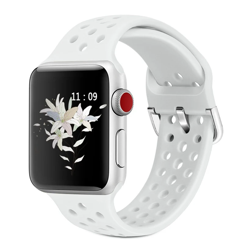 Совместимый резиновый ремешок для Apple Watch 4 5 40 мм 44 мм мягкий силиконовый спортивный дышащий ремешок для iWatch серии 5 4 3 2 1 38 мм 42 мм - Цвет ремешка: Color 22