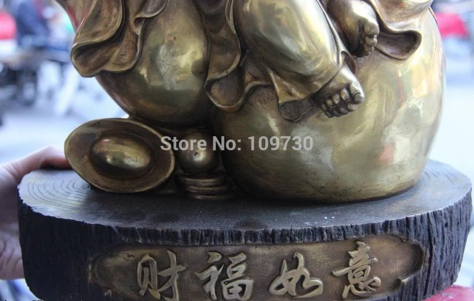 bir 002076 Chinese Folk Copper Bronze Gild Lucky Wealth Maitreya Rohan Monk Buddha Statue | Дом и сад