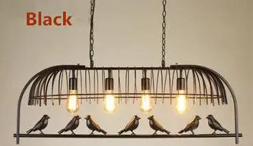 4 heads black Освещение в помещении птичья клетка ресторан кафе бар стол исследование люстра Ретро Птица балкон люстра - Цвет корпуса: 4 heads black