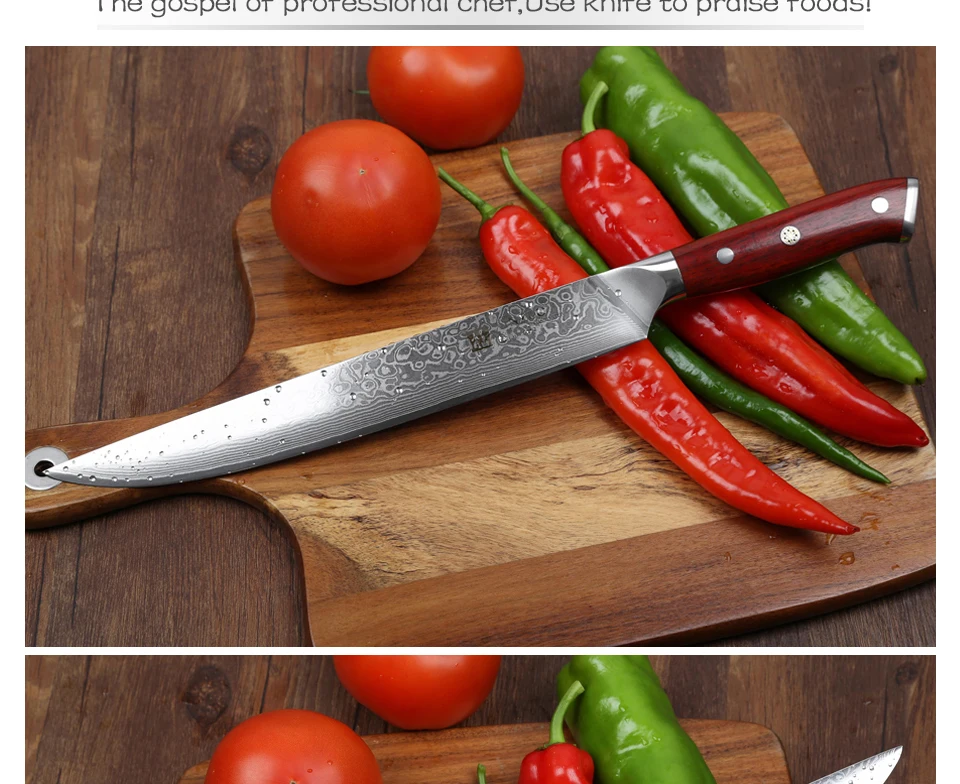 XINZUO 10 ''нож для нарезки дамасских кухонных ножей японский vg10 стальной нож для резки суши инструменты для приготовления пищи с ручкой из розового дерева